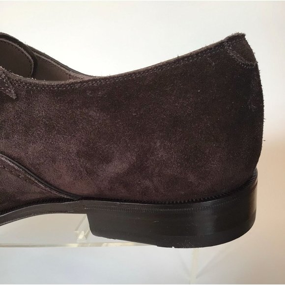 NEW SALVATORE FERRAGAMO Cap Toe Suede Oxfords, Taupe/Stone (Size 8 3E) - $775.00 main image 5